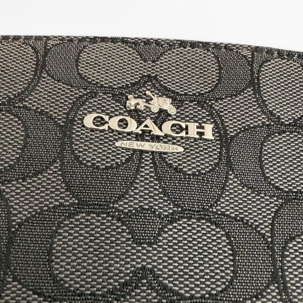 Coach Signature Canvas Tote Black Gray Zip Top Shoulder Bag Crossbody Strap - Picture 6 of 13